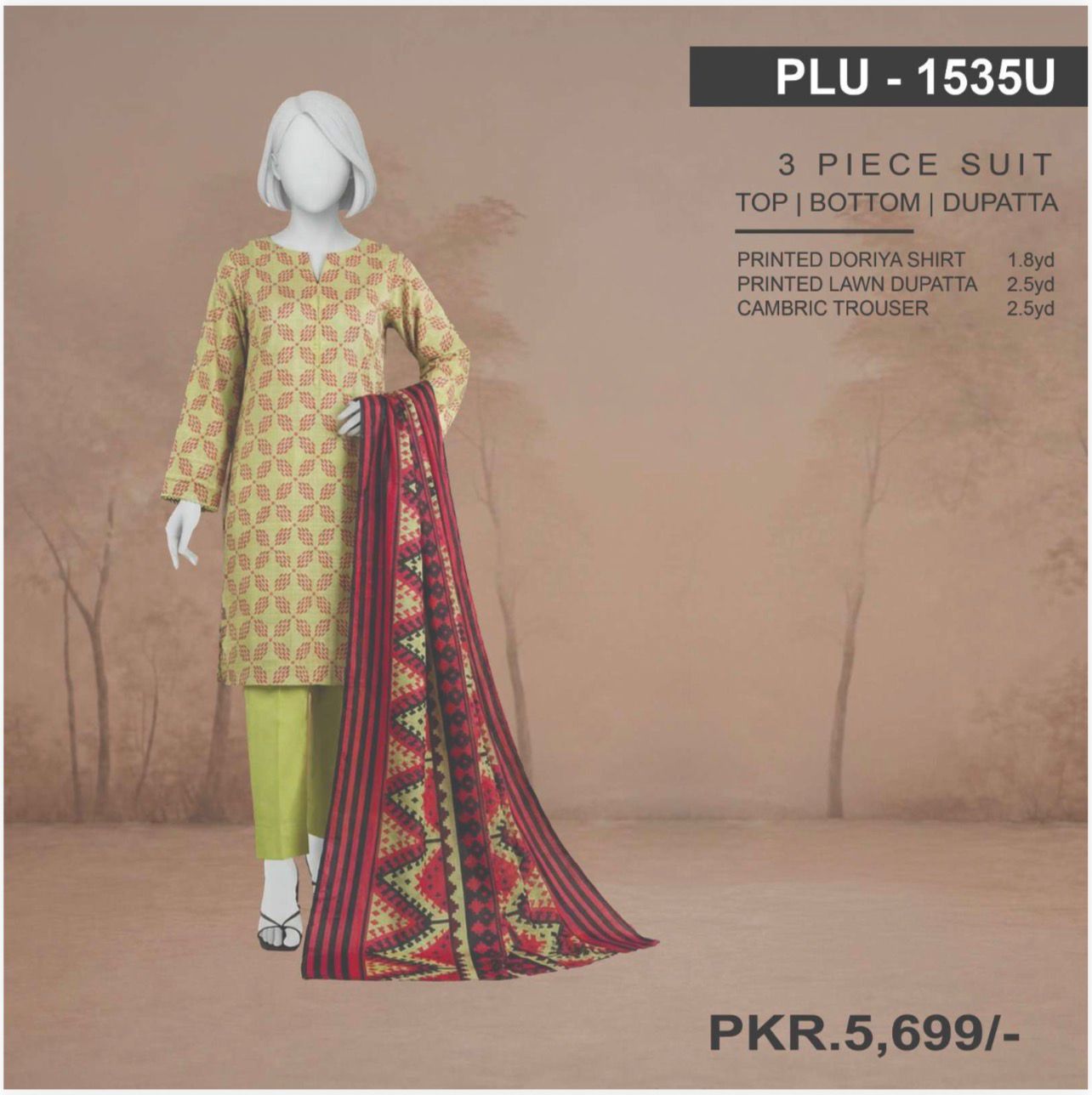 Lime Geo-Luxe Doriya – 3-Piece Unstitched Panjnad Collection