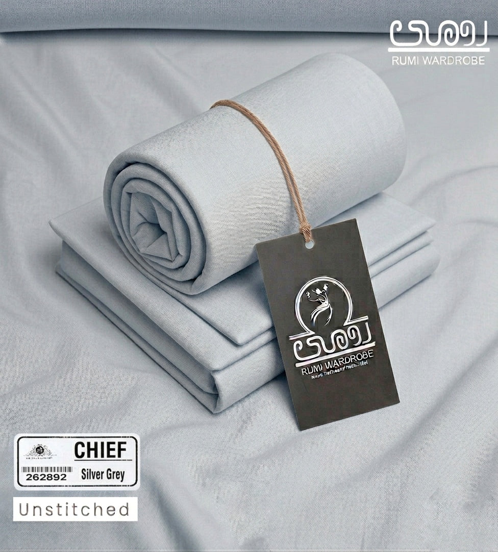 Chief Silver Grey – Elite Unstitched Metallic Luster Fabric