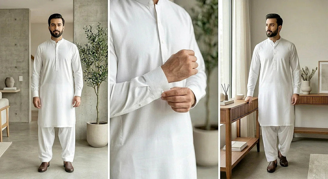 folded dark blue unstitched suit on wood, gentle natural light, soft premium fabric