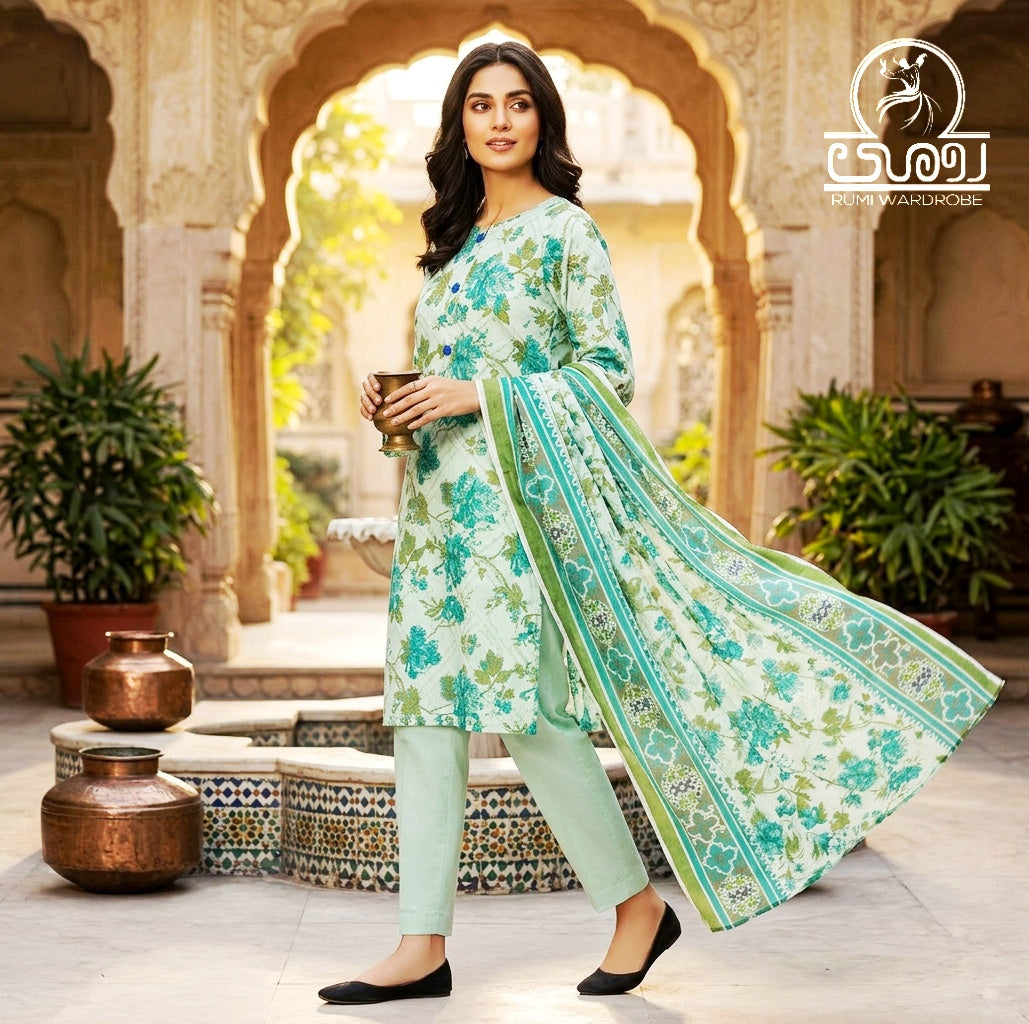 Panjnad | Mint Meadow Digital Printed Lawn – 3-Piece Unstitched Suite