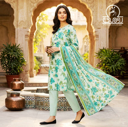 Panjnad | Mint Meadow Digital Printed Lawn – 3-Piece Unstitched Suite