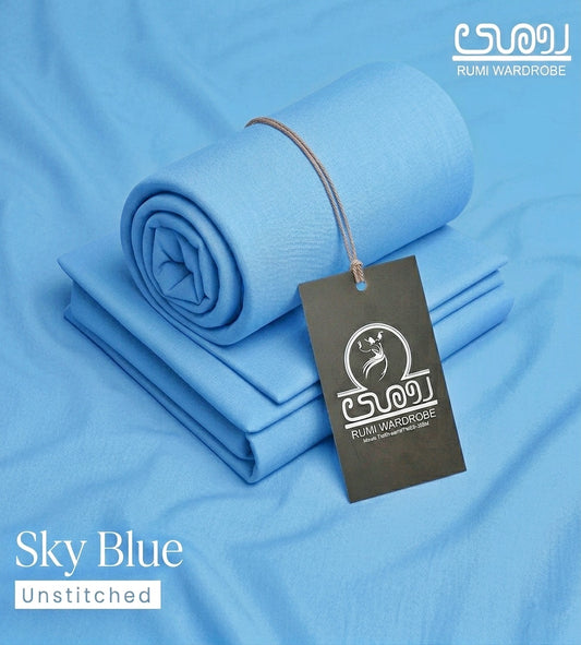 Sky Blue – Premium Unstitched Summer Breeze Fabric