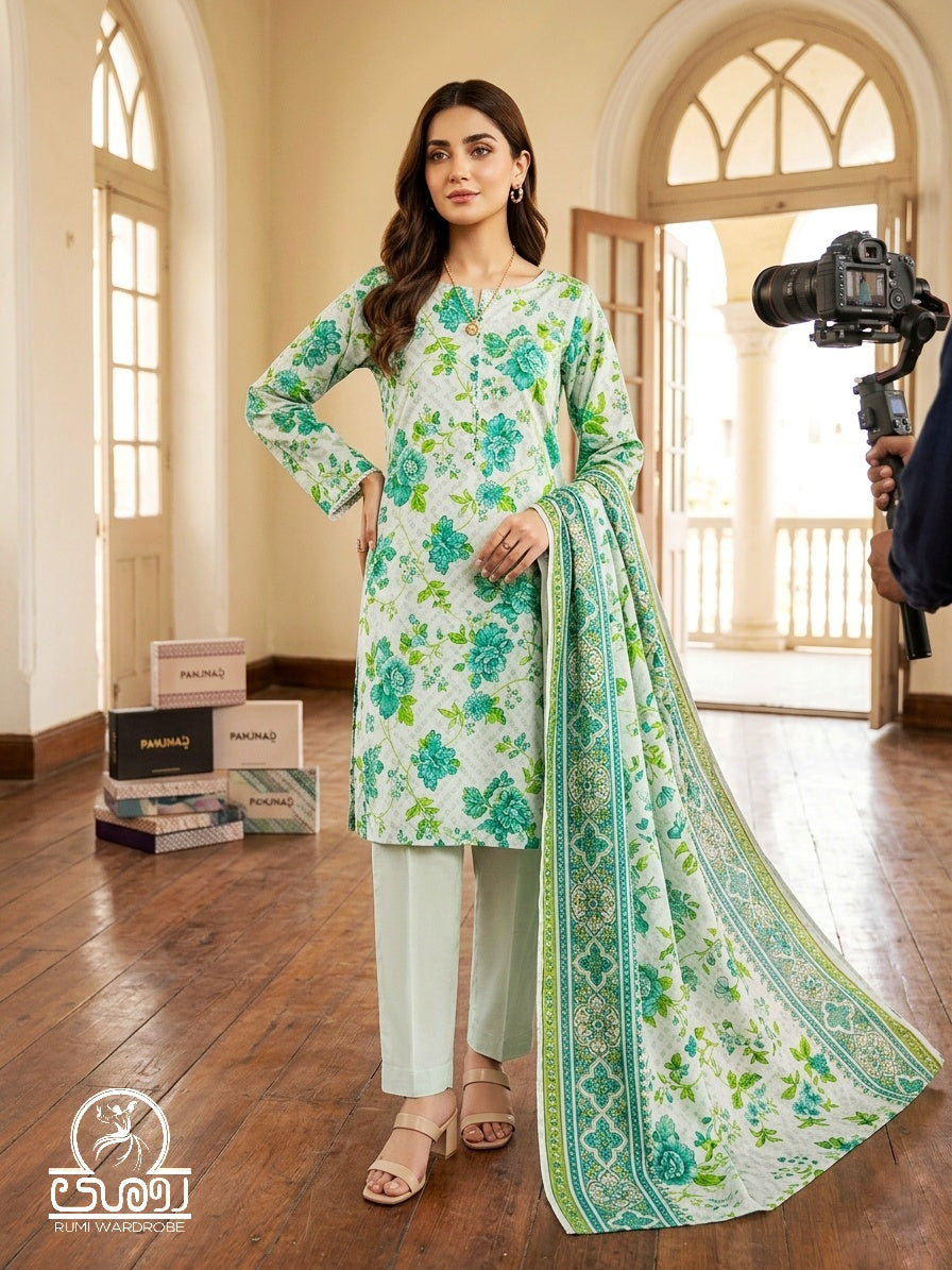 Panjnad | Mint Meadow Digital Printed Lawn – 3-Piece Unstitched Suite