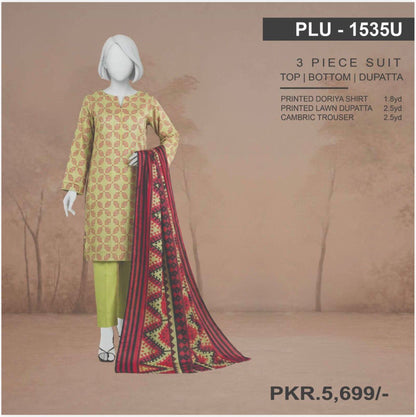 Lime Geo-Luxe Doriya – 3-Piece Unstitched Panjnad Collection