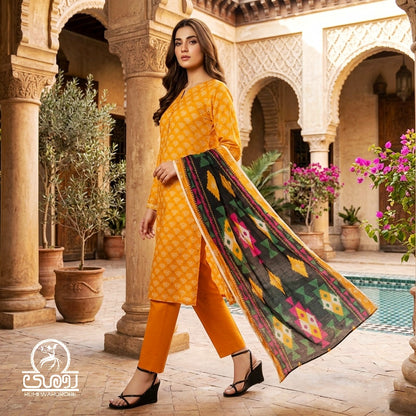 Panjnad l Mustard Zest Doriya – 3-Piece Unstitched