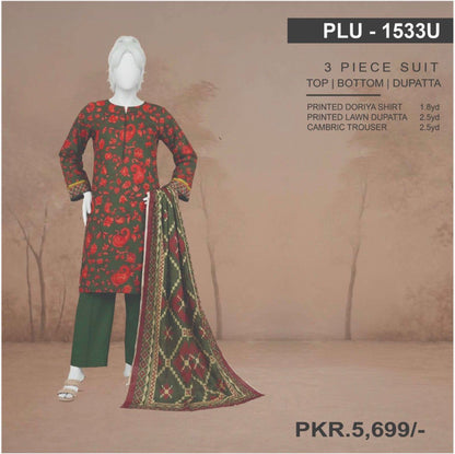 Emerald Paisley Doriya – 3-Piece Unstitched Luxury Print