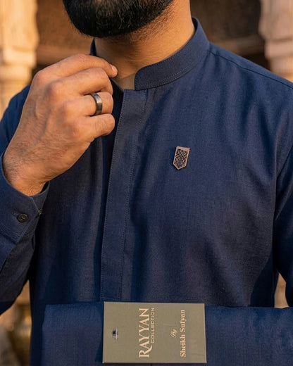 Premium Dark Blue Pima Cotton Unstitched Suit for Men – Luxury Collection