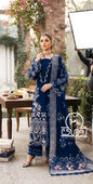 Premium Embroidered Luxury Lawn 3-Piece Suit – Prussian Sapphire