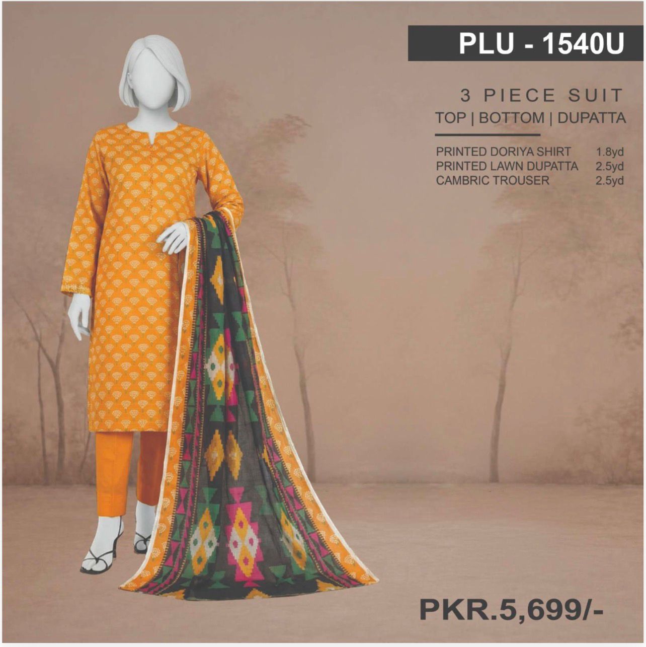 Panjnad l Mustard Zest Doriya – 3-Piece Unstitched